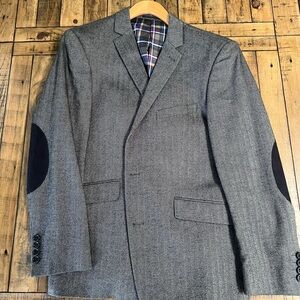 Gray Men's Blazer with Elbow Patches